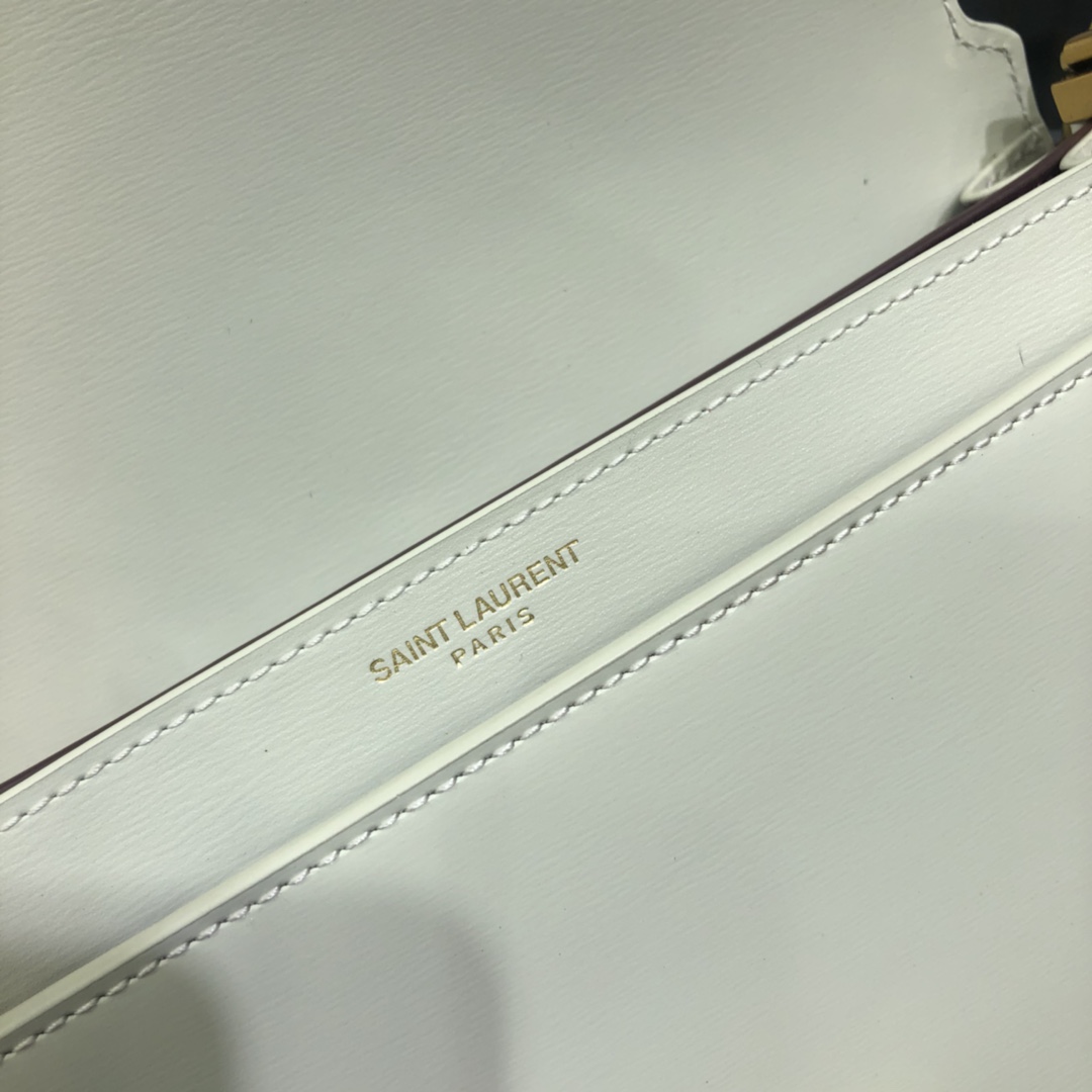 Saint Laurent Cassandera Medium Calfskin Shoulder Bag White 532750